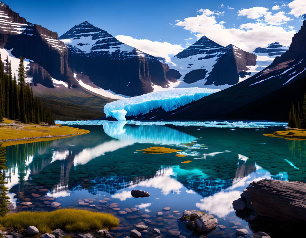 Majestic Glacial Landscape with Snow-Capped Peaks