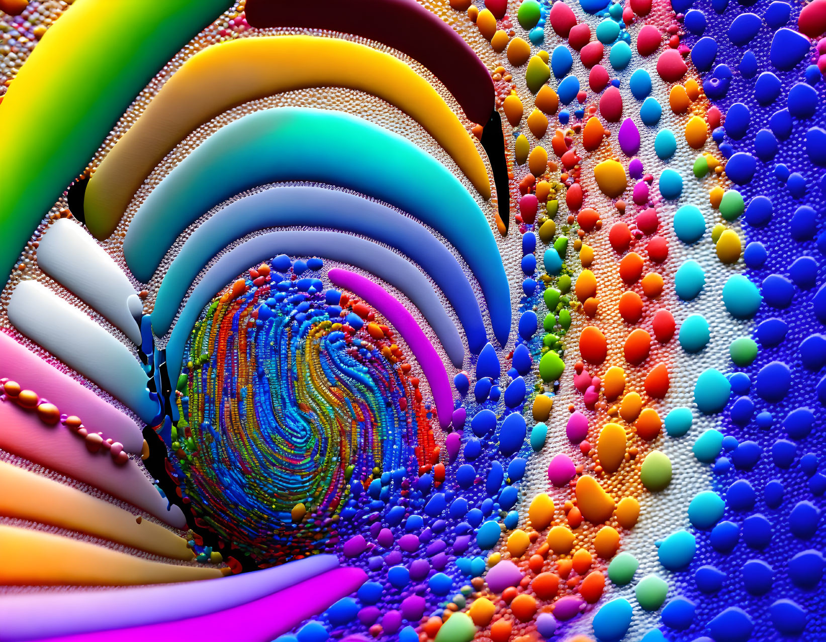 Colorful Swirled Patterns & Spheres in Psychedelic Digital Art