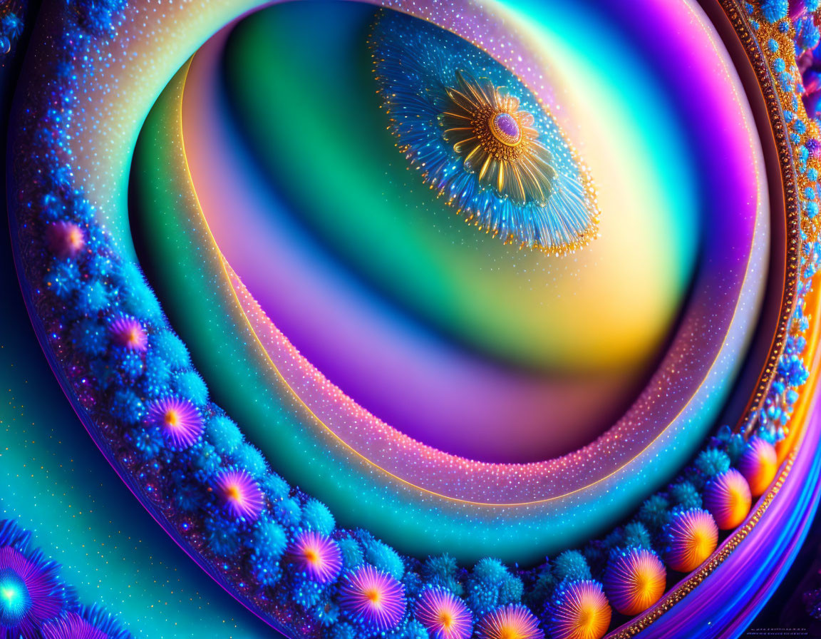 Colorful Swirling Patterns with Textures and Dots in Digital Art