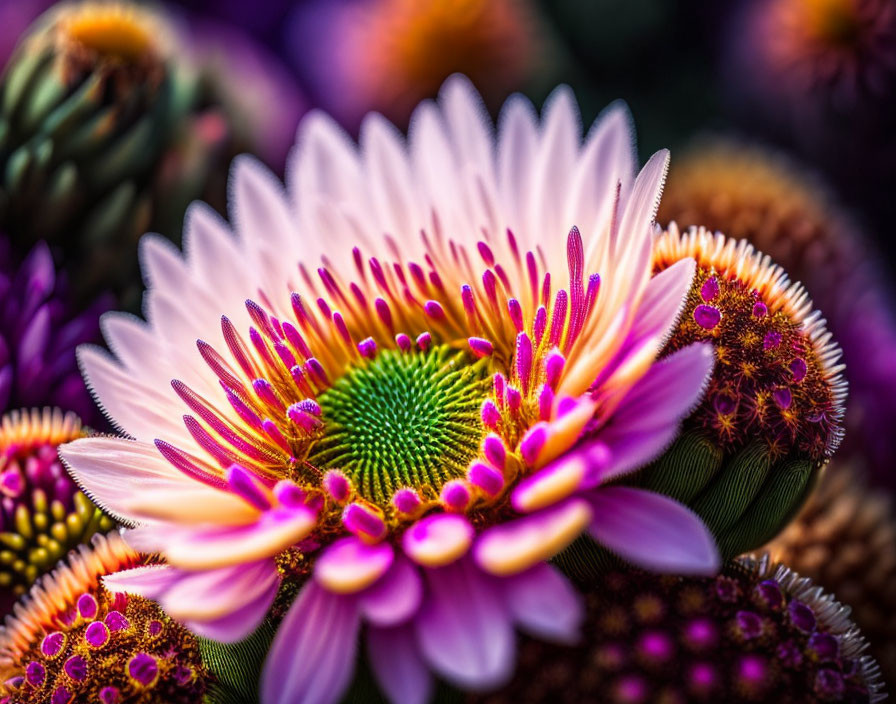 Close-up of Vibrant Multi-Layered Flower with Pink-Tipped Petals