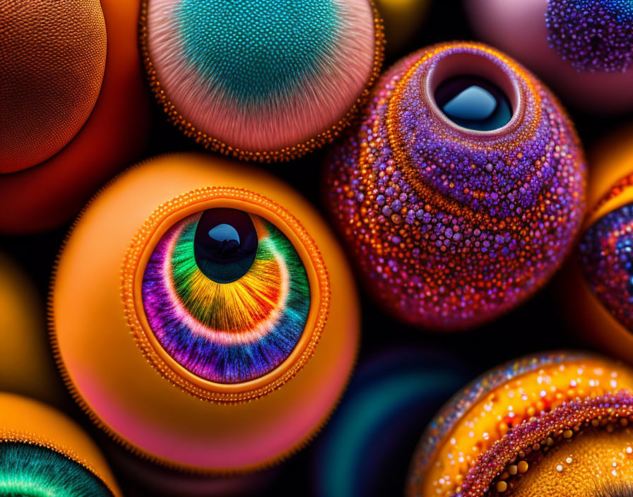 Colorful Abstract Art: Vibrant Spheres with Eye Pattern