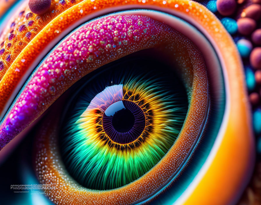 Detailed Reptilian Eye Close-Up with Colorful Iris