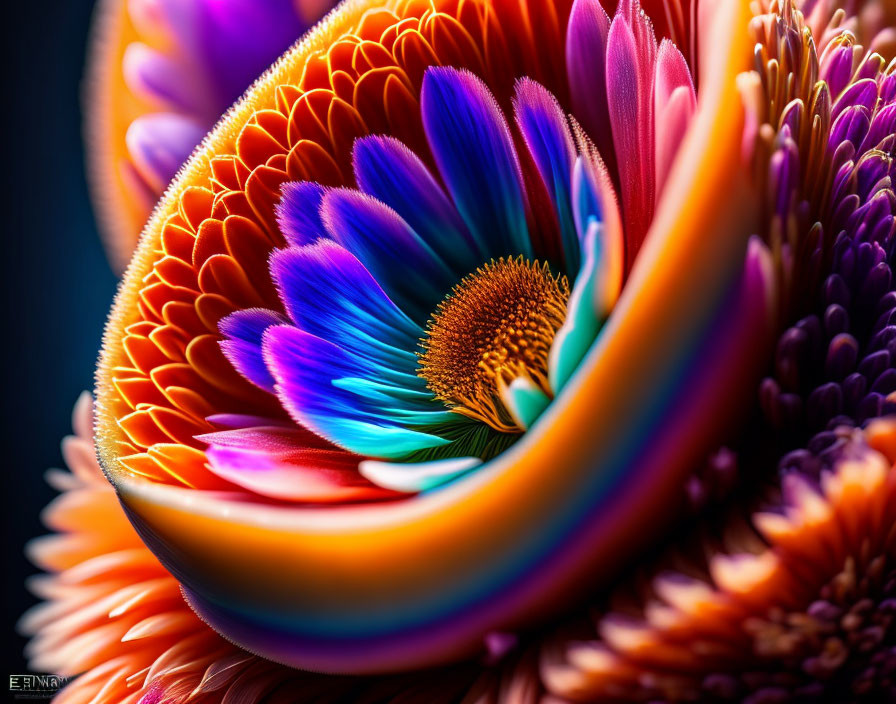 Colorful Close-Up of Flower Petals with Intricate Textures and Patterns