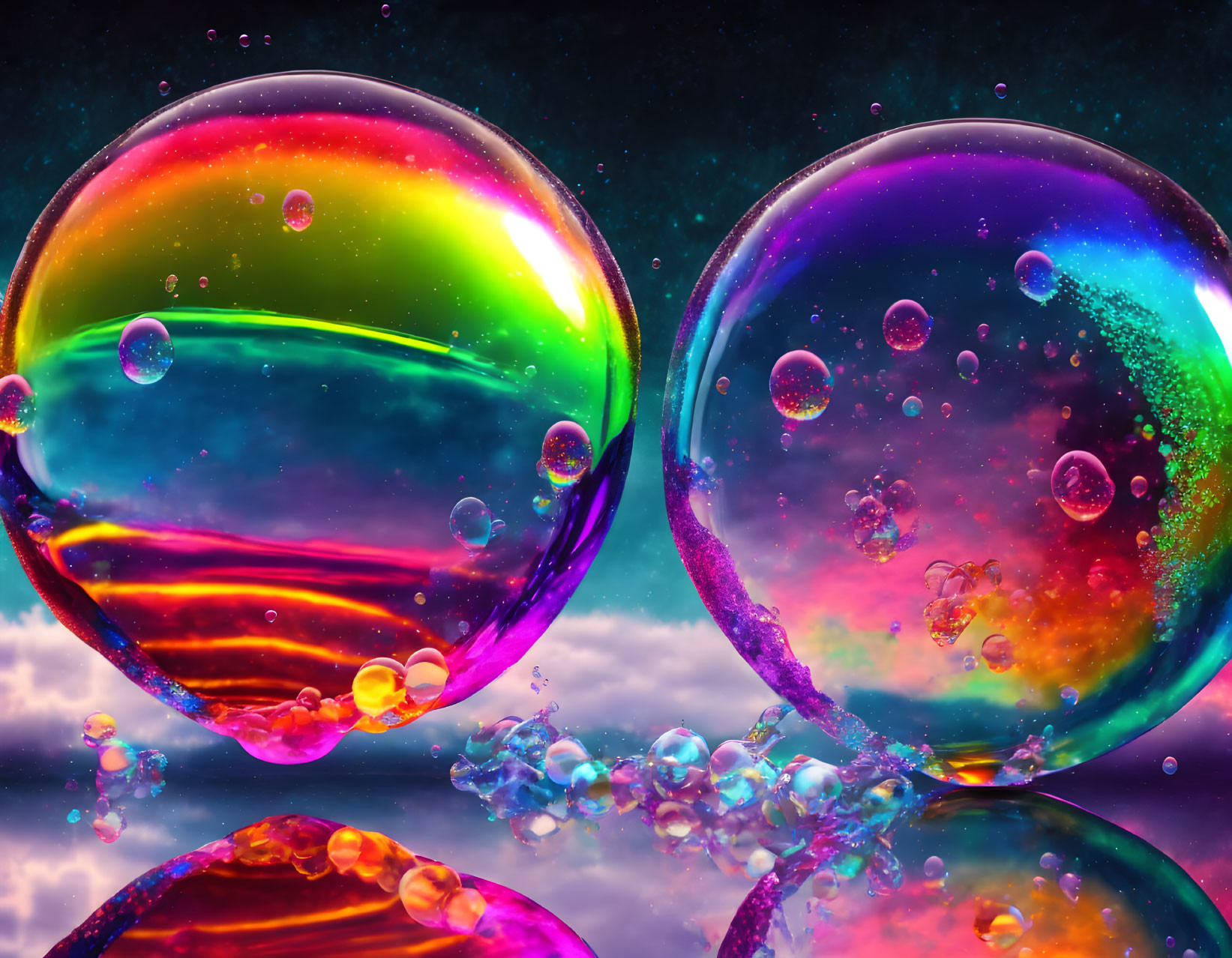 Colorful Soap Bubbles in Cosmic Setting