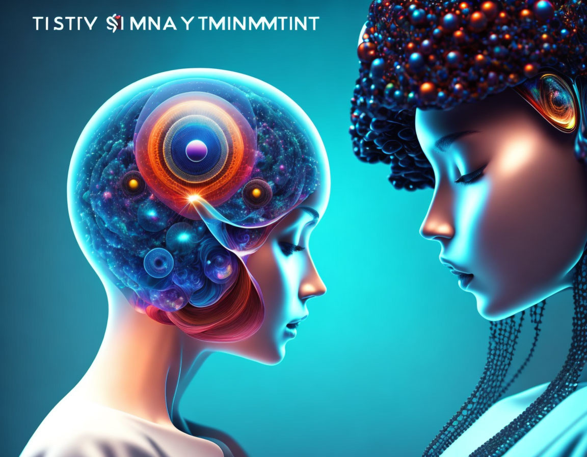 Digital artwork: Two profiles with galaxy-filled brains