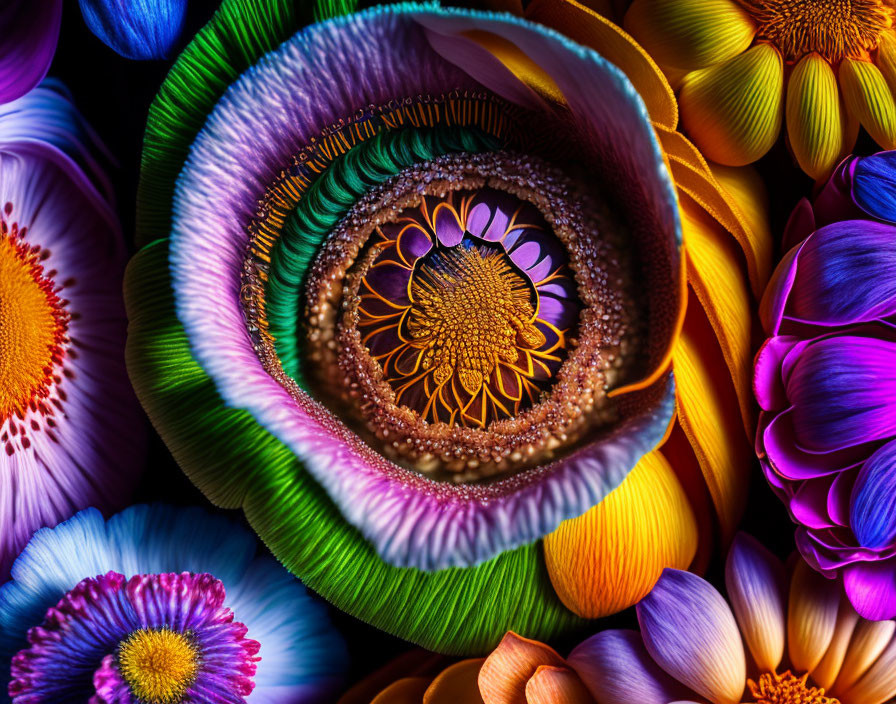 Colorful Spiral Floral Arrangement with Vibrant Petals