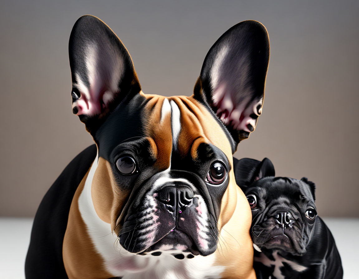 Two Dogs Portrait: French Bulldog and Pug Contrast