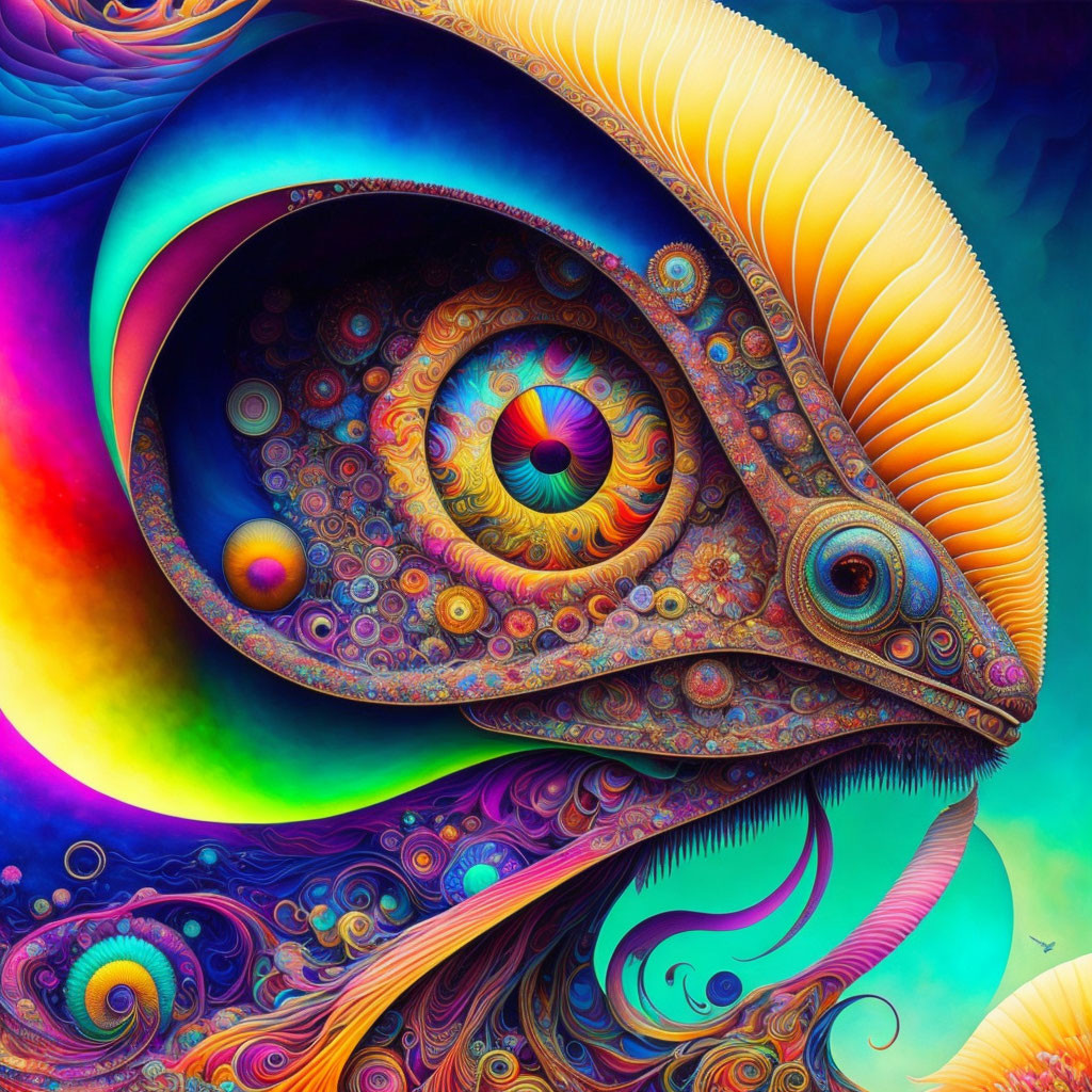 Colorful Psychedelic Artwork: Surreal Eye with Swirling Patterns