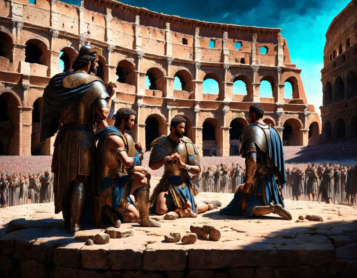 Ancient Roman Colosseum Gladiators Competition Crowd Sky