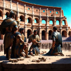 Ancient Roman Colosseum Gladiators Competition Crowd Sky