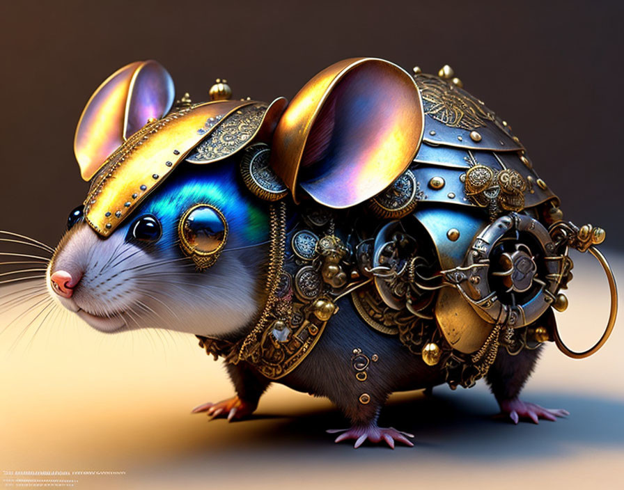 Fantasy-inspired armor adorned mouse digital illustration