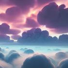 Pink and Blue Dreamy Skyscape with Fluffy Clouds and Gentle Light