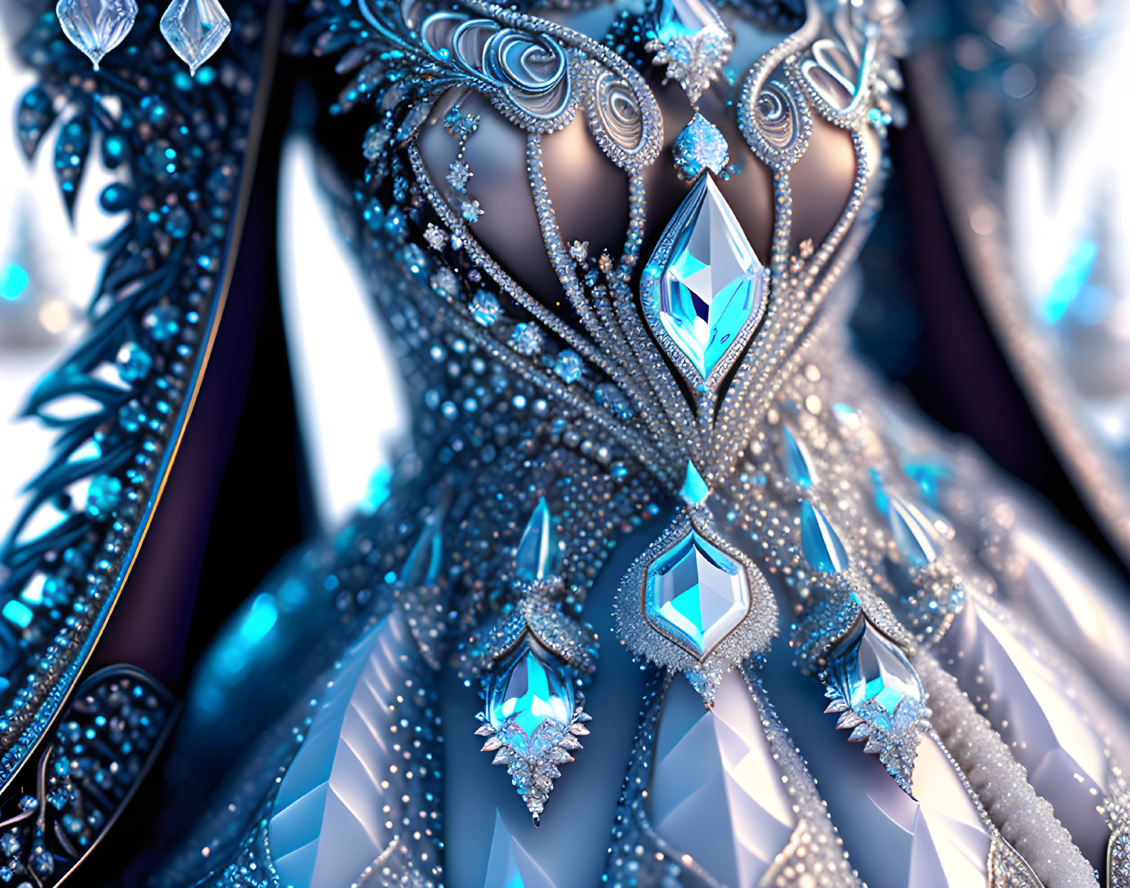 Elaborate Digital Artwork of Gem-Encrusted Garment