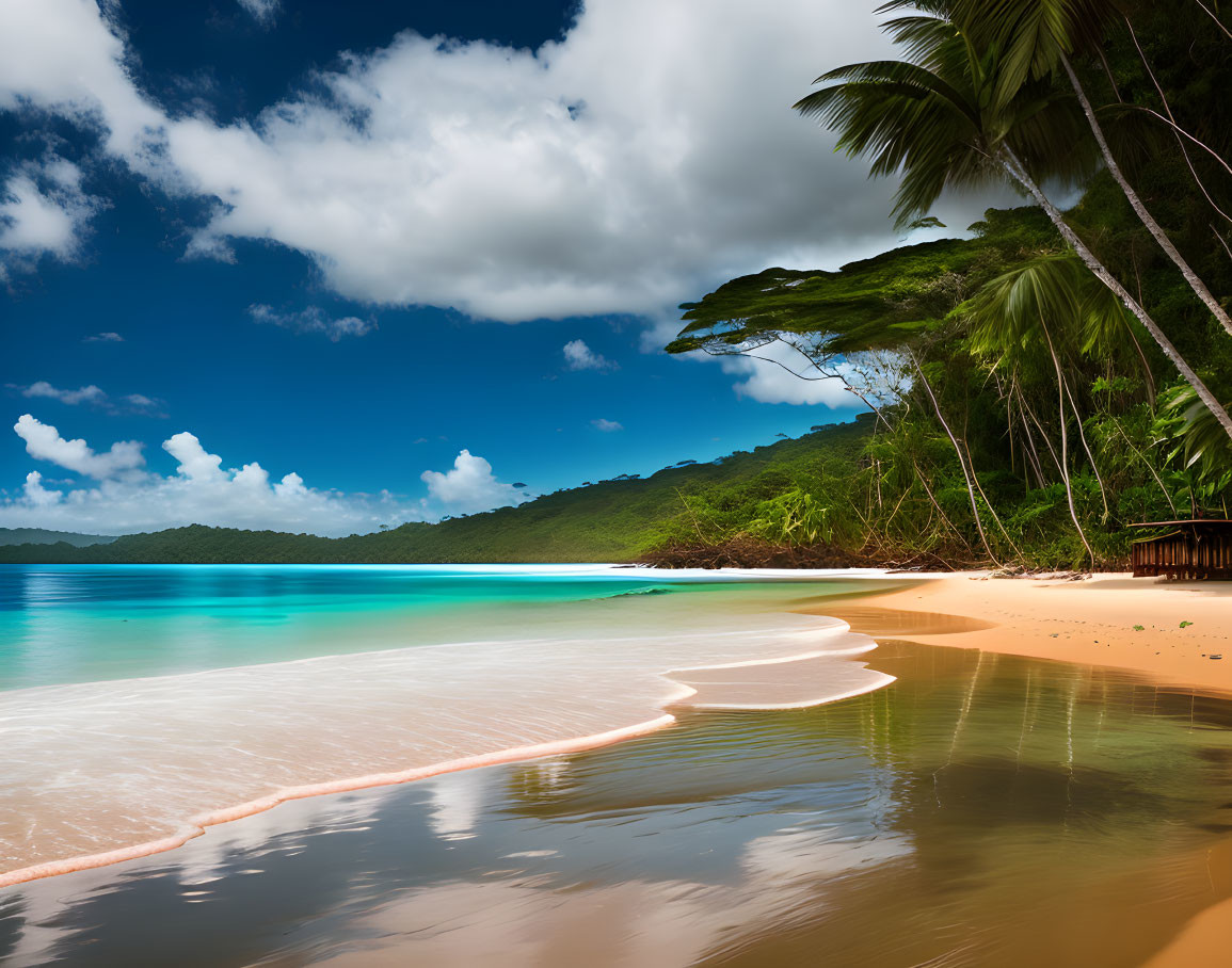 Idyllic Tropical Beach with Turquoise Water and White Sands