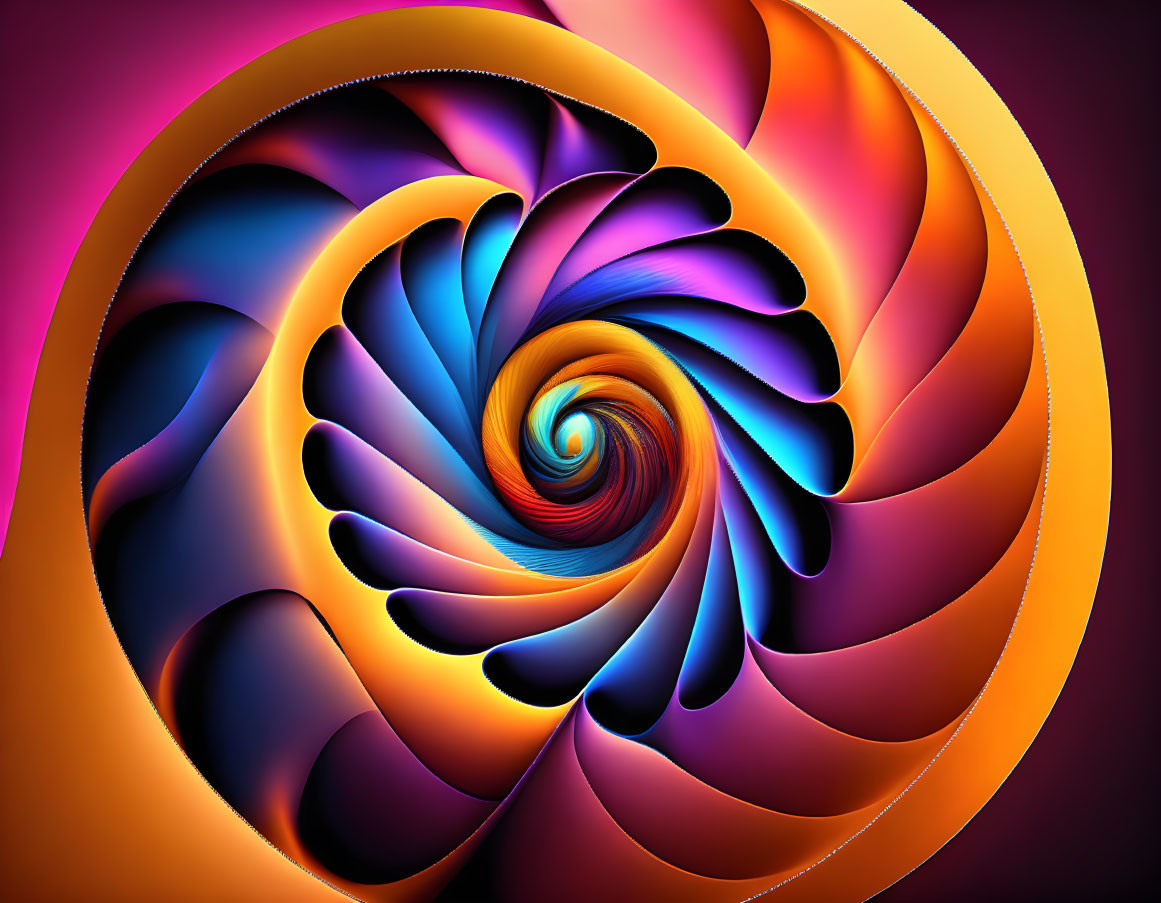 Colorful Digital Abstract Design with Swirling Purple, Orange, Blue, and Yellow Pattern