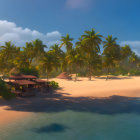 Scenic Tropical Beach with Greenery, White Sand, and Blue Waters