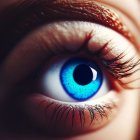 Eye with galaxy-themed iris and star reflection in cosmic backdrop