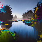 Dynamic Abstract Art: Vibrant Color Explosion on Dark Background