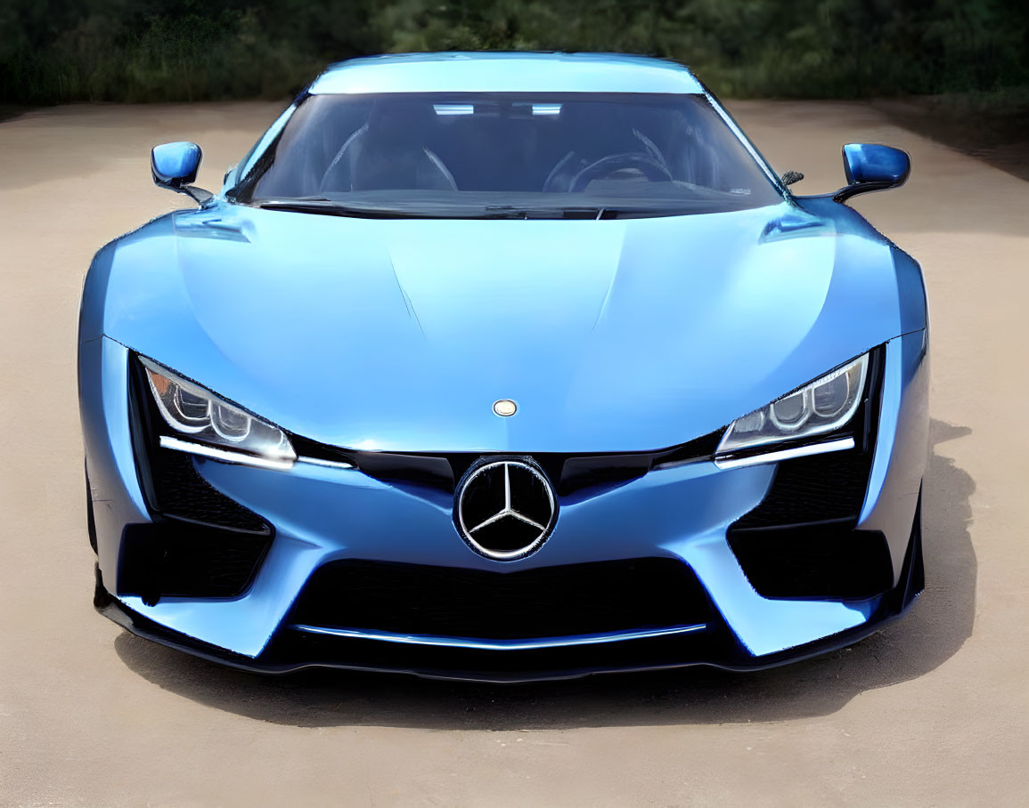 Metallic Blue Mercedes Sports Car with Aggressive Styling