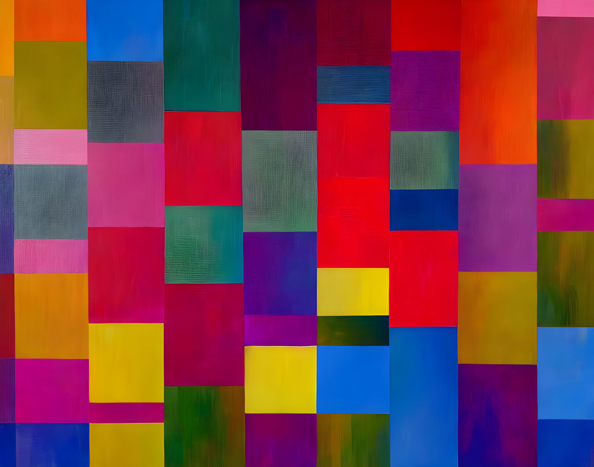 Colorful Abstract Painting with Multicolored Grid Squares