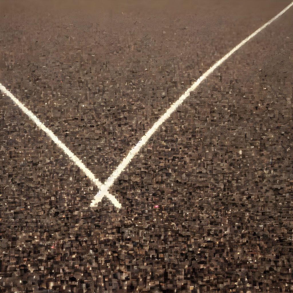 Densely Built Urban Area Intersected by White X Lines