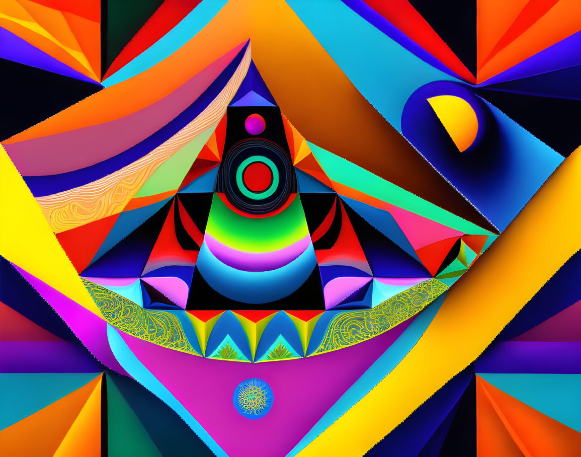 Colorful Abstract Geometric Art with Central Triangle