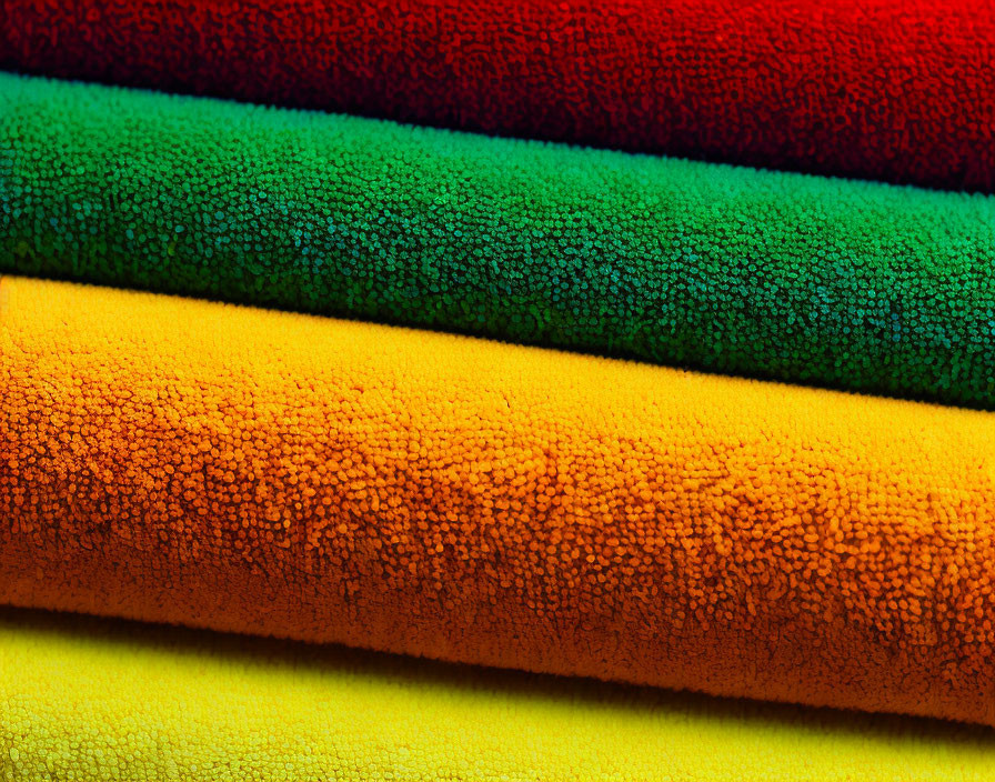 Multicolored Towels with Red, Green, Orange & Yellow Gradient Texture