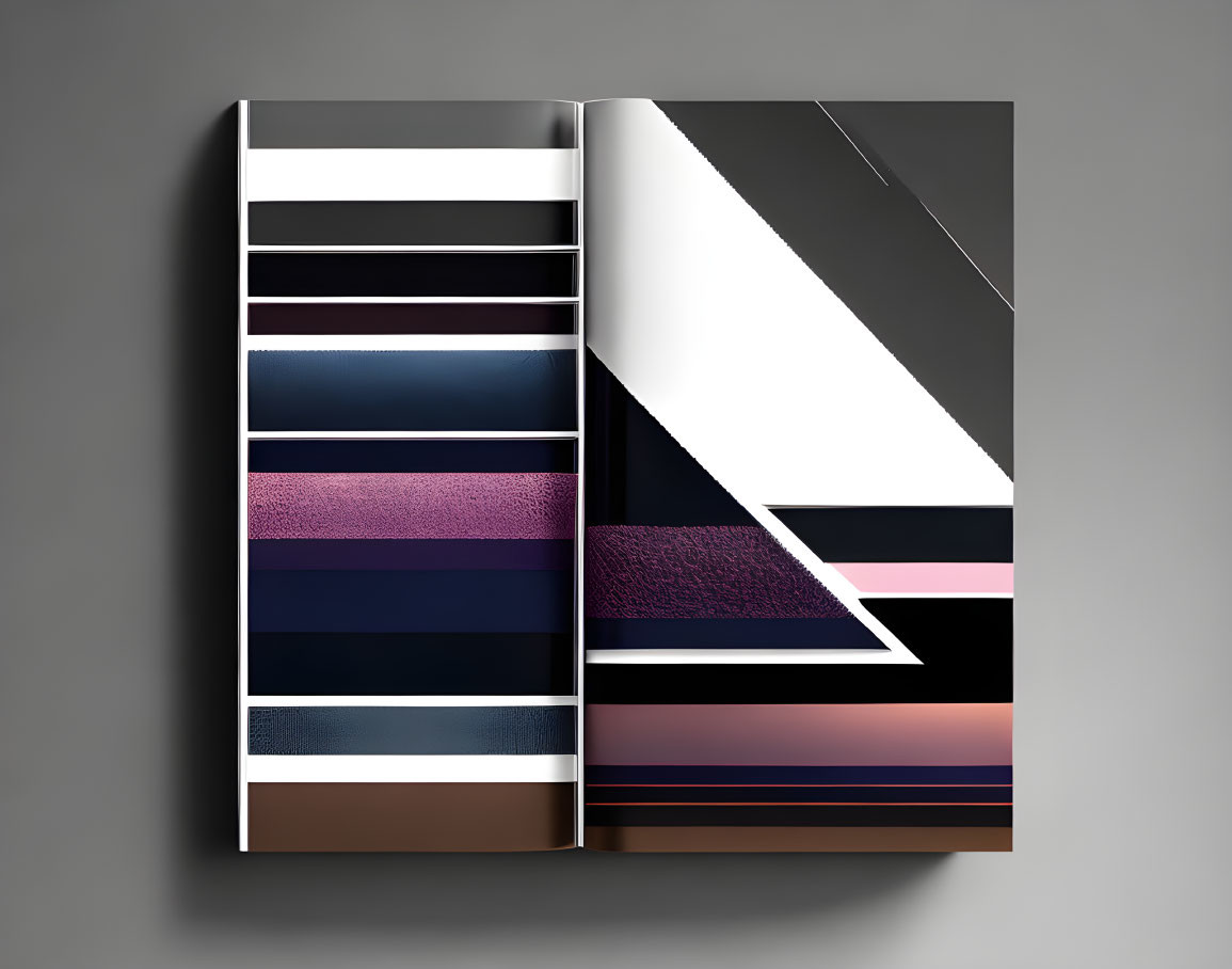 Geometric Abstract Canvas Art: Contrasting Colors, Textured Stripes, 3D Illusion