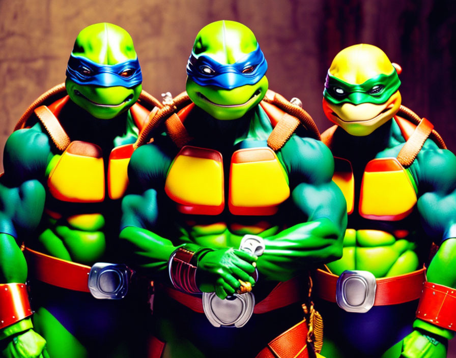 Colorful Teenage Mutant Ninja Turtles Figures on Textured Background