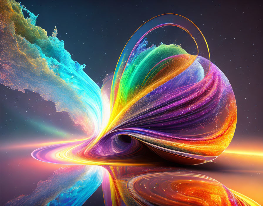 Colorful Swirling Nebula Artwork on Starry Space Background