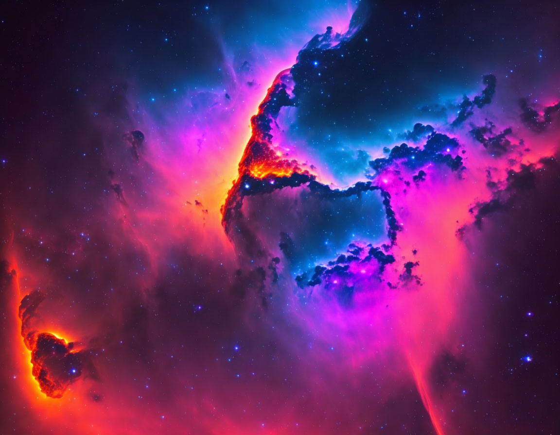 Colorful Swirling Nebula Clouds in Cosmic Scene