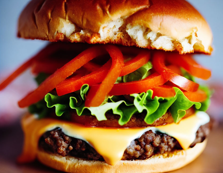 Classic Cheeseburger with Beef Patty, Melted Cheese, Lettuce, Tomato, and On