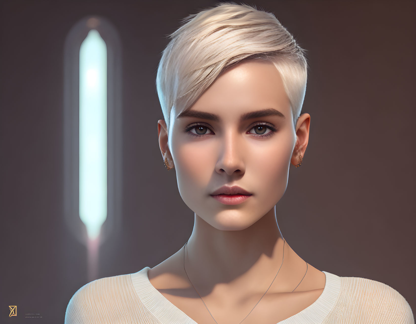 Blonde Woman 3D Rendering with White Top