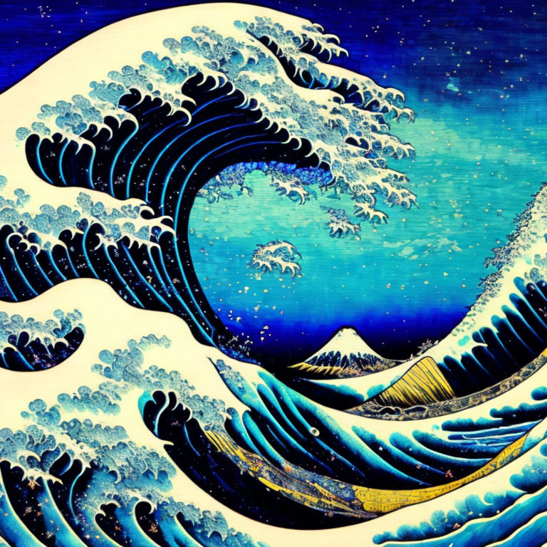 Famous Japanese woodblock print: The Great Wave off Kanagawa