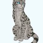 Realistic sitting cat with intricate fantasy jewelry