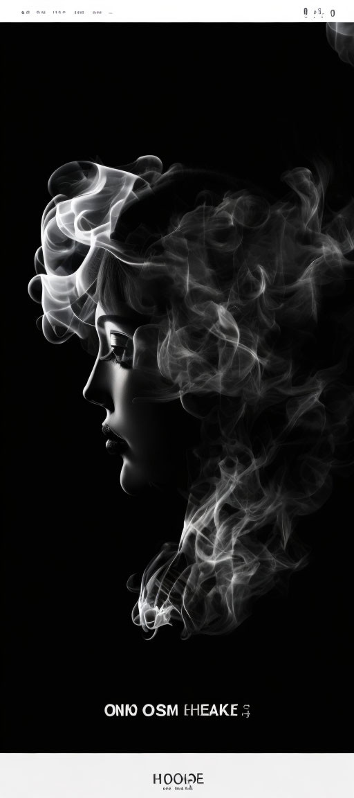 Monochromatic side profile art with smoke-like features.