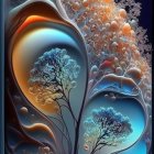 Colorful fractal design: flowing shapes, vivid colors, bubble-like spheres, tree-like structures,