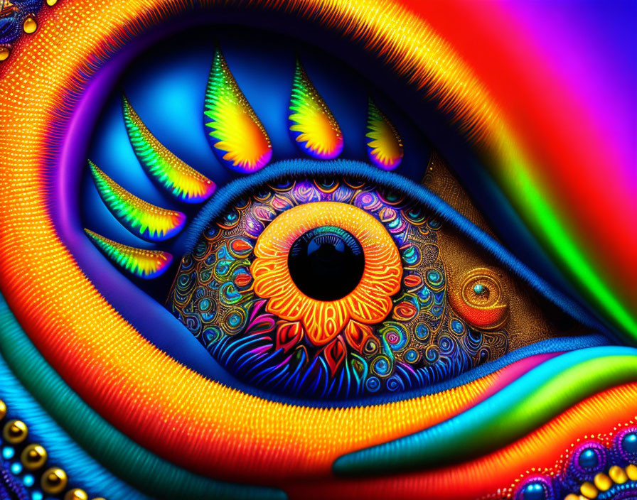 Colorful Psychedelic Eye Artwork with Rainbow Patterns