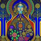 Colorful Stylized Female Figure with Intricate Patterns