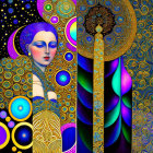 Colorful Psychedelic Digital Artwork of Woman's Profile