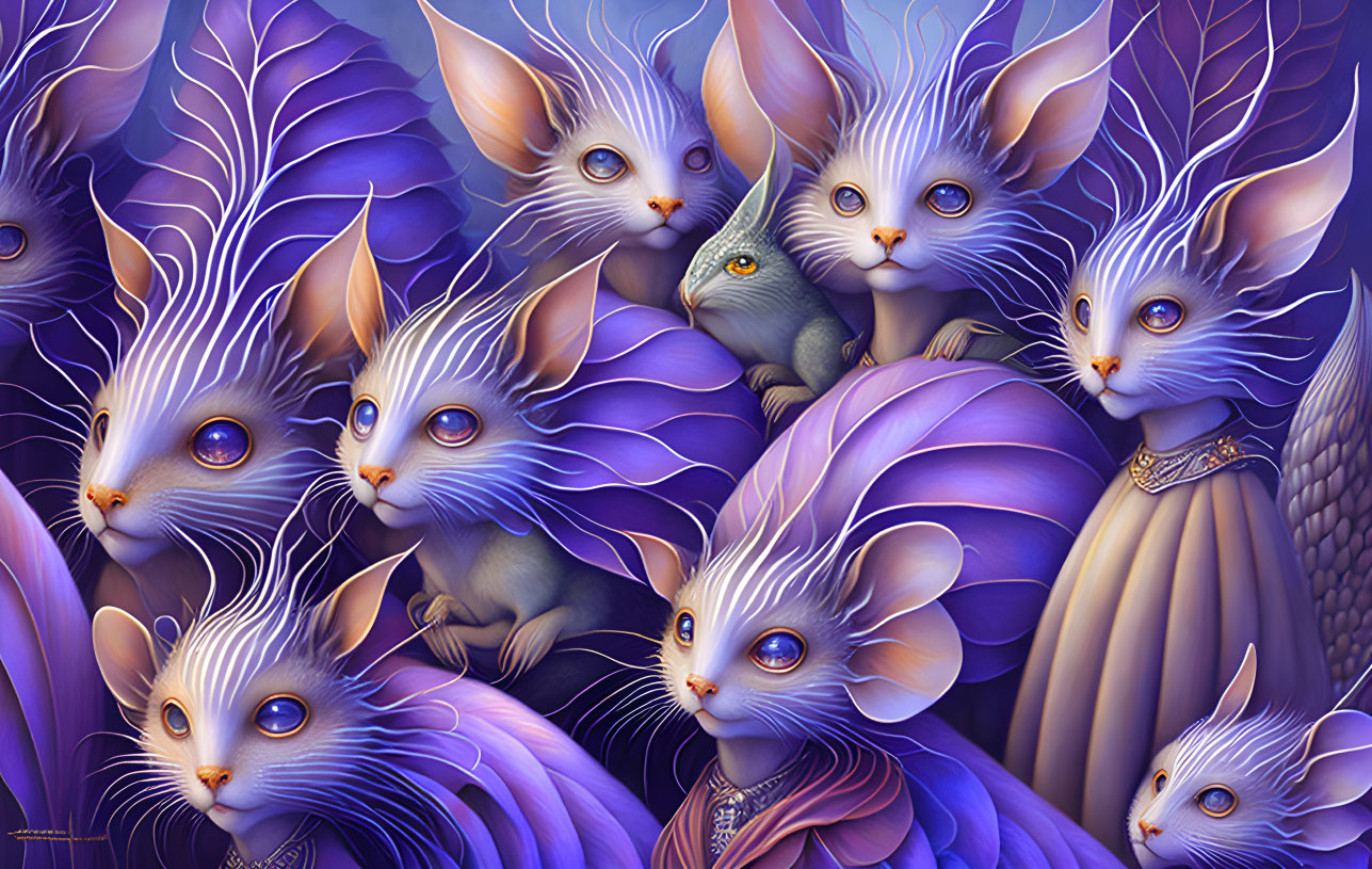 Whimsical rodent-like creatures in fantasy illustration