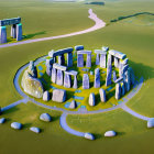 Prehistoric Stonehenge Monument Aerial View