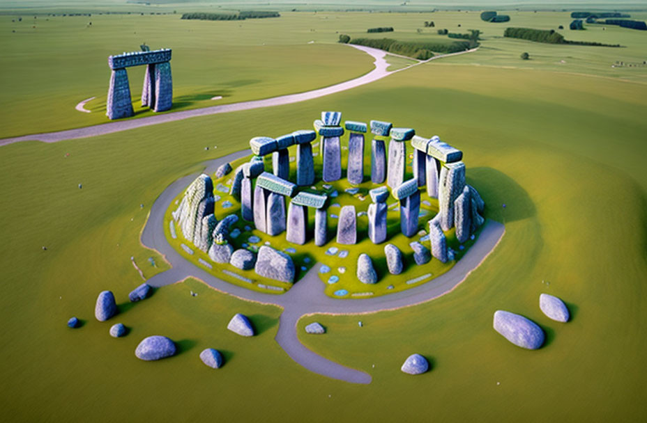 Prehistoric Stonehenge Monument Aerial View