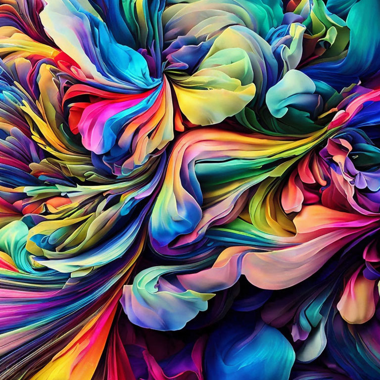 Colorful Abstract Floral Digital Artwork with Dynamic Composition