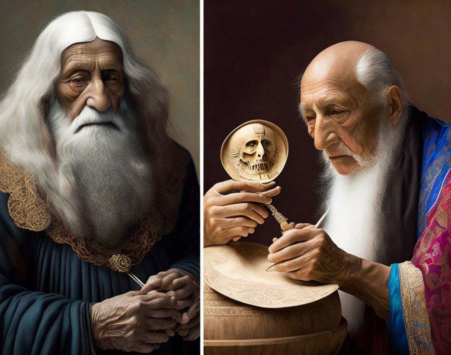 Two Classical Paintings Featuring Elderly Bearded Man