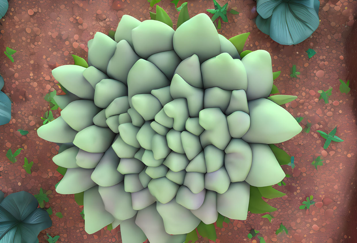 Close-up Succulent Plant with Pointy Green Leaves in Rich Brown Soil