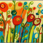 Colorful Floral Arrangement Painting with Orange and Red Blooms