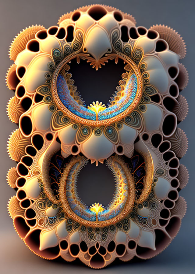 Symmetrical fractal image with intricate organic details