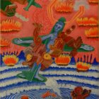 Colorful Mythological Scene with Multiple Characters