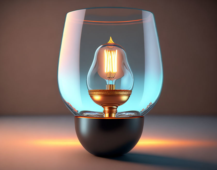 Modern 3D rendering of classic oil lamp with filament bulb